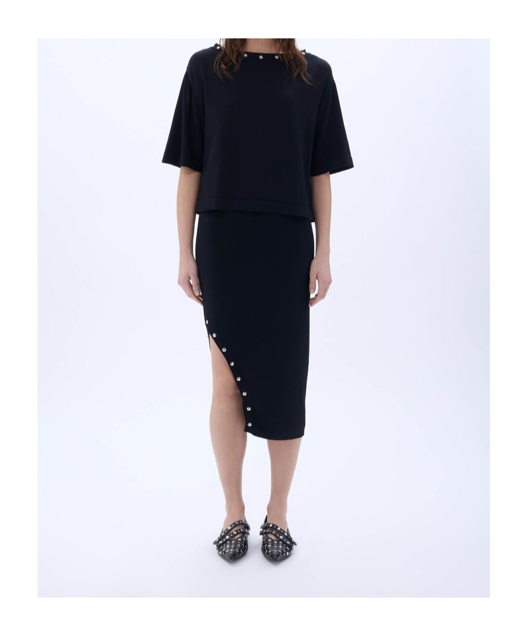 Sonia Rykiel Studded Midi Skirt In Black