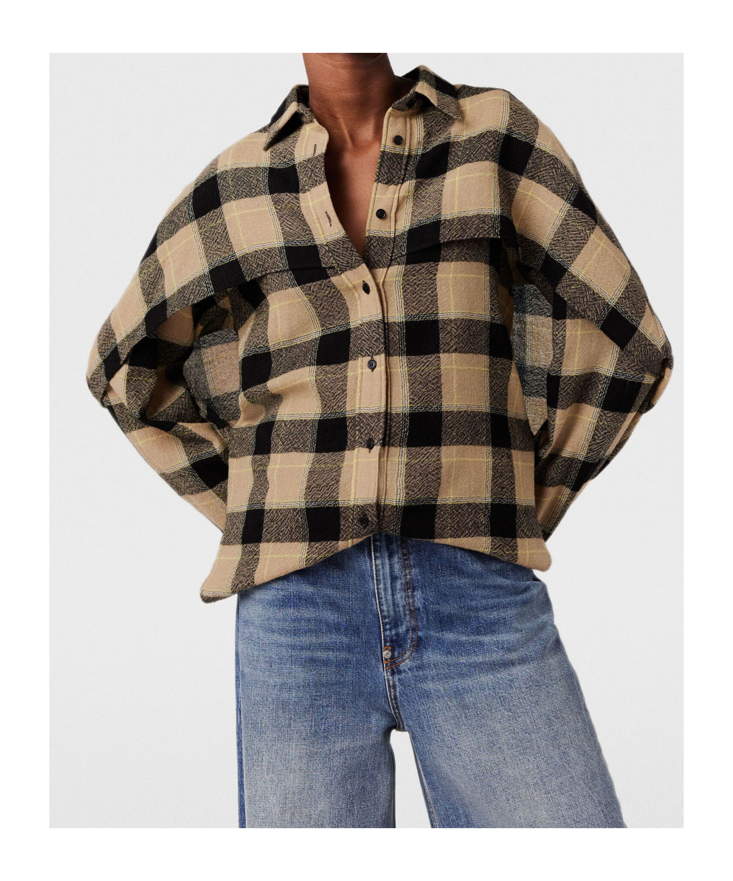 Stella Mccartney Layered Check Shirt In Brown