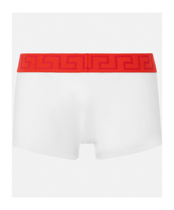 Versace Topeka Cotton Bi Stretch Low Rise Logo Trunks In White