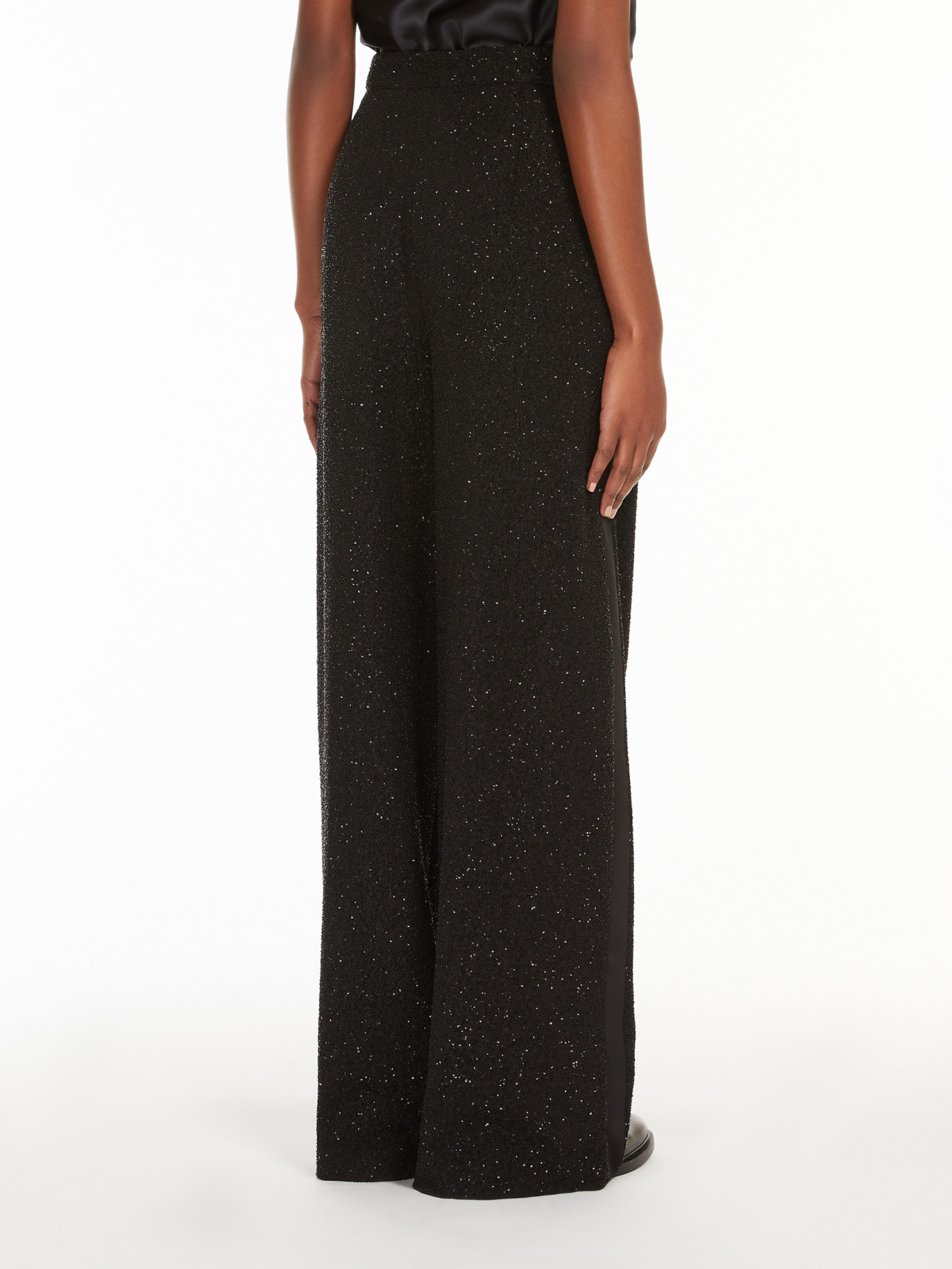 Max Mara Long Black Wool Trousers In Black