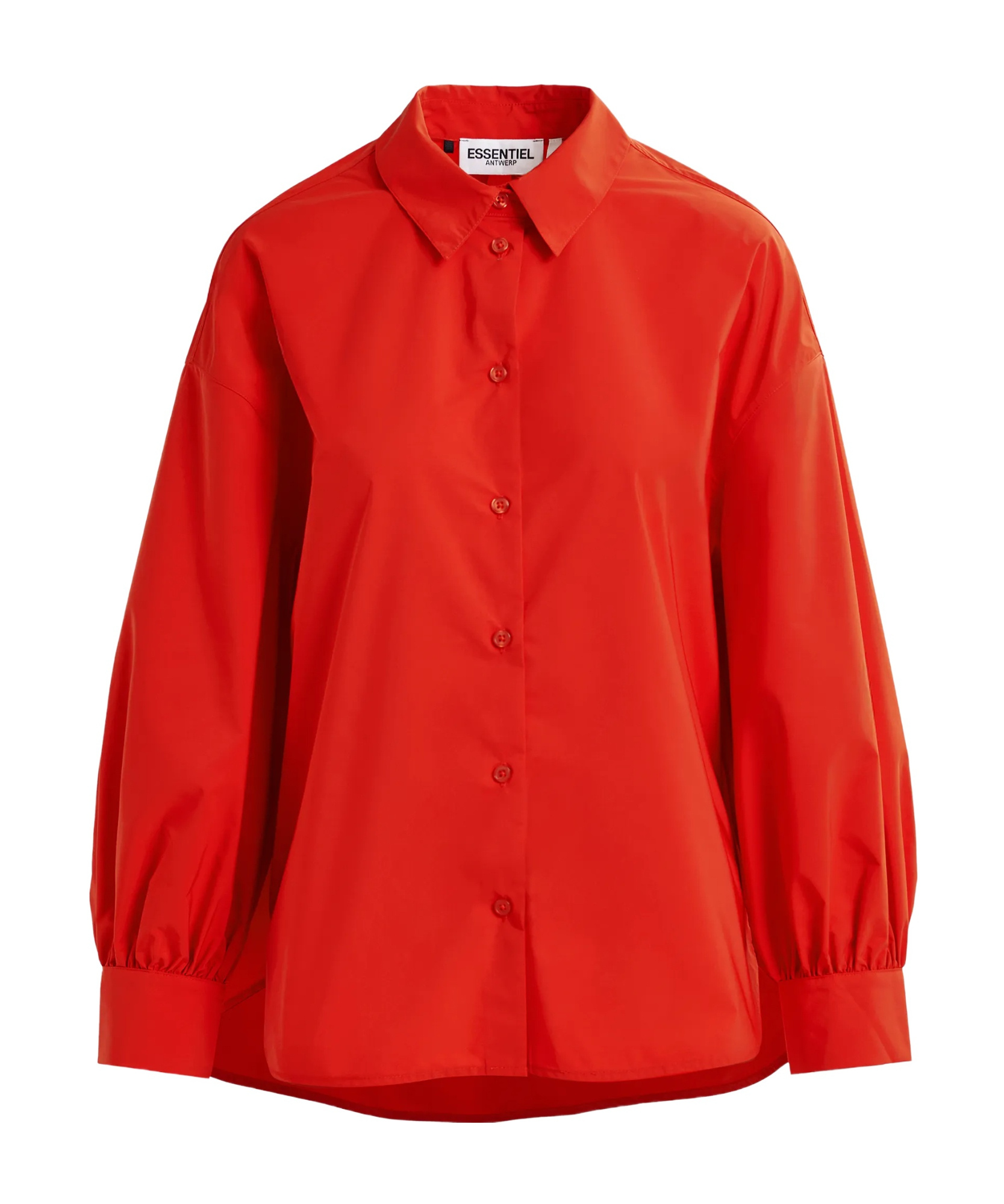 Essentiel Antwerp Red Oversized Shirt With Pleated Cuffs In Red