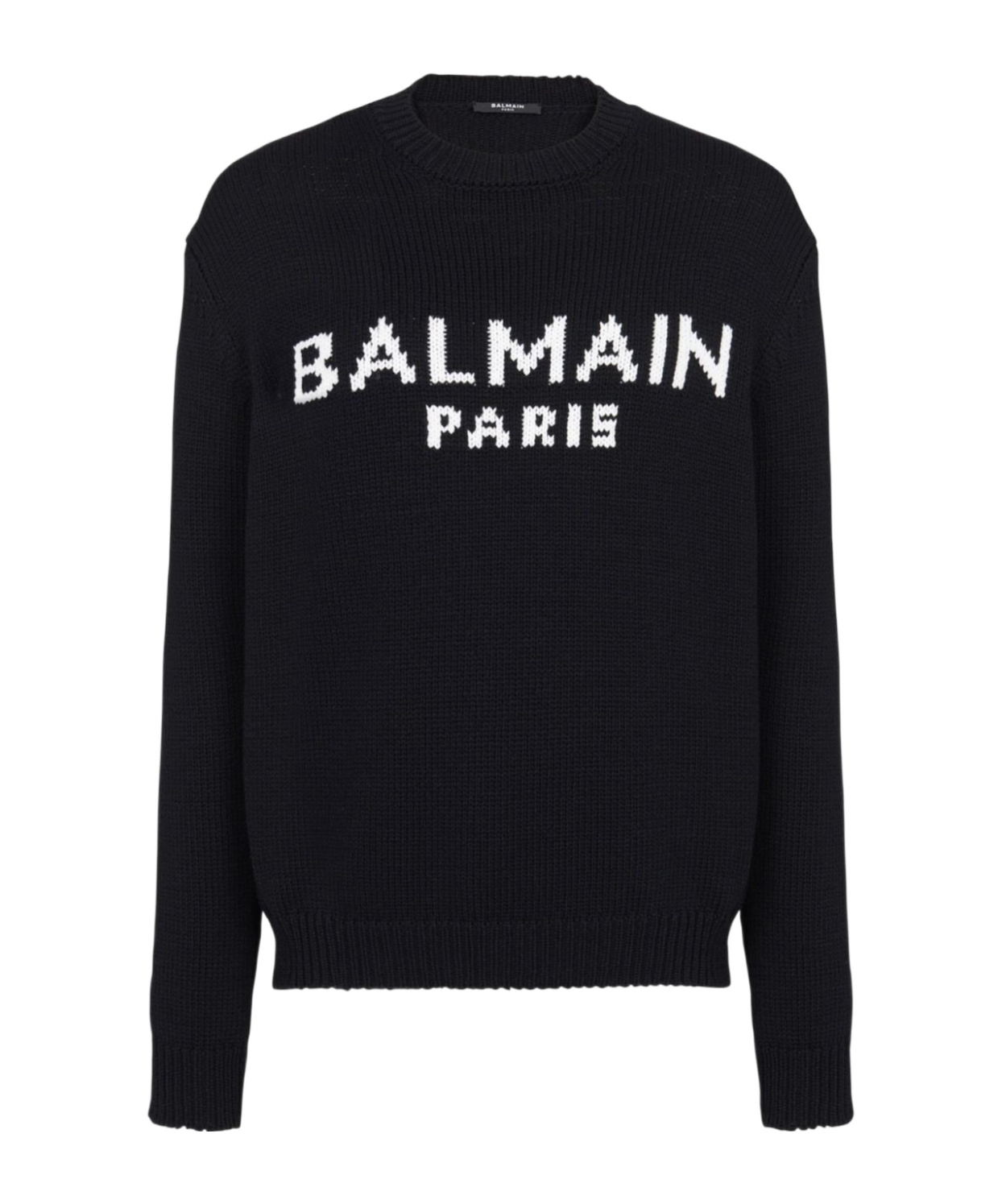 Balmain Jacquard Logo Sweater In Black