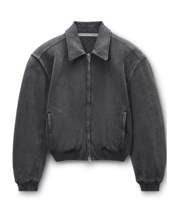 Alexander Wang Unisex Grey Organic Terry Moto Jacket In Gray