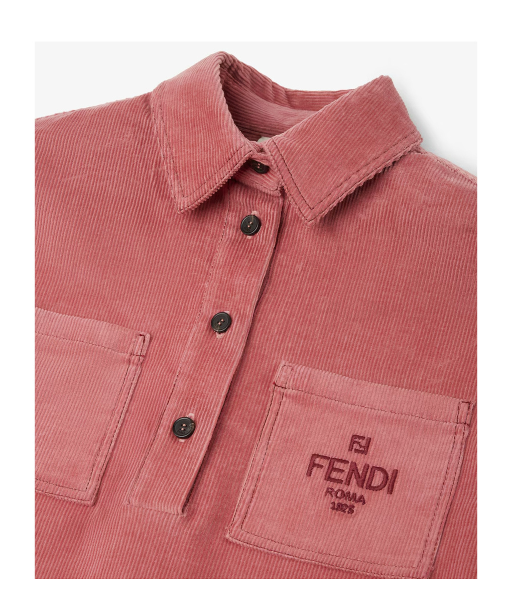 Fendi Dark Pink Needlecord Junior Dress In Red