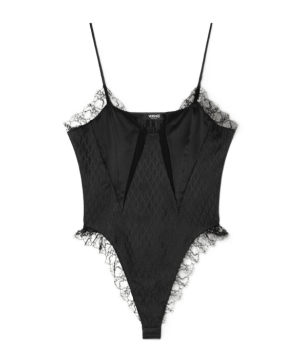 Versace Lace-detailed Bodysuit In Black