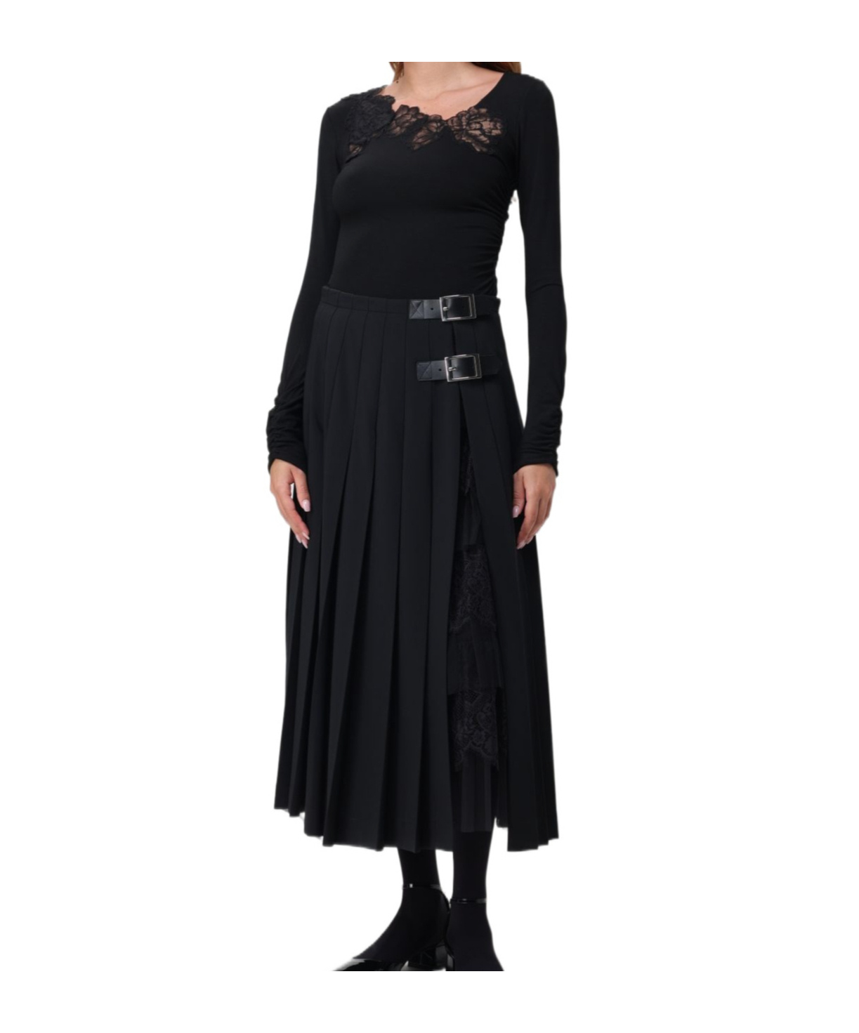 Ermanno Scervino Pleated Maxi Skirt With High Waist In Black