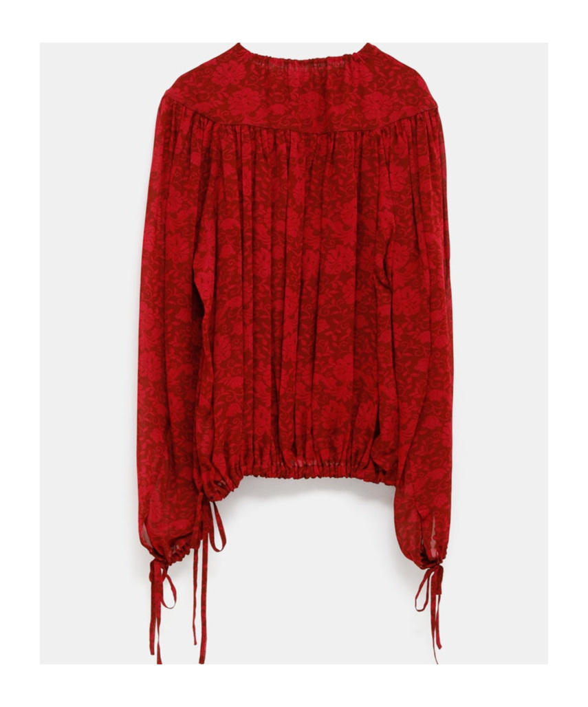 Dries Van Noten Cattis Floral-print Georgette Blouse In Red