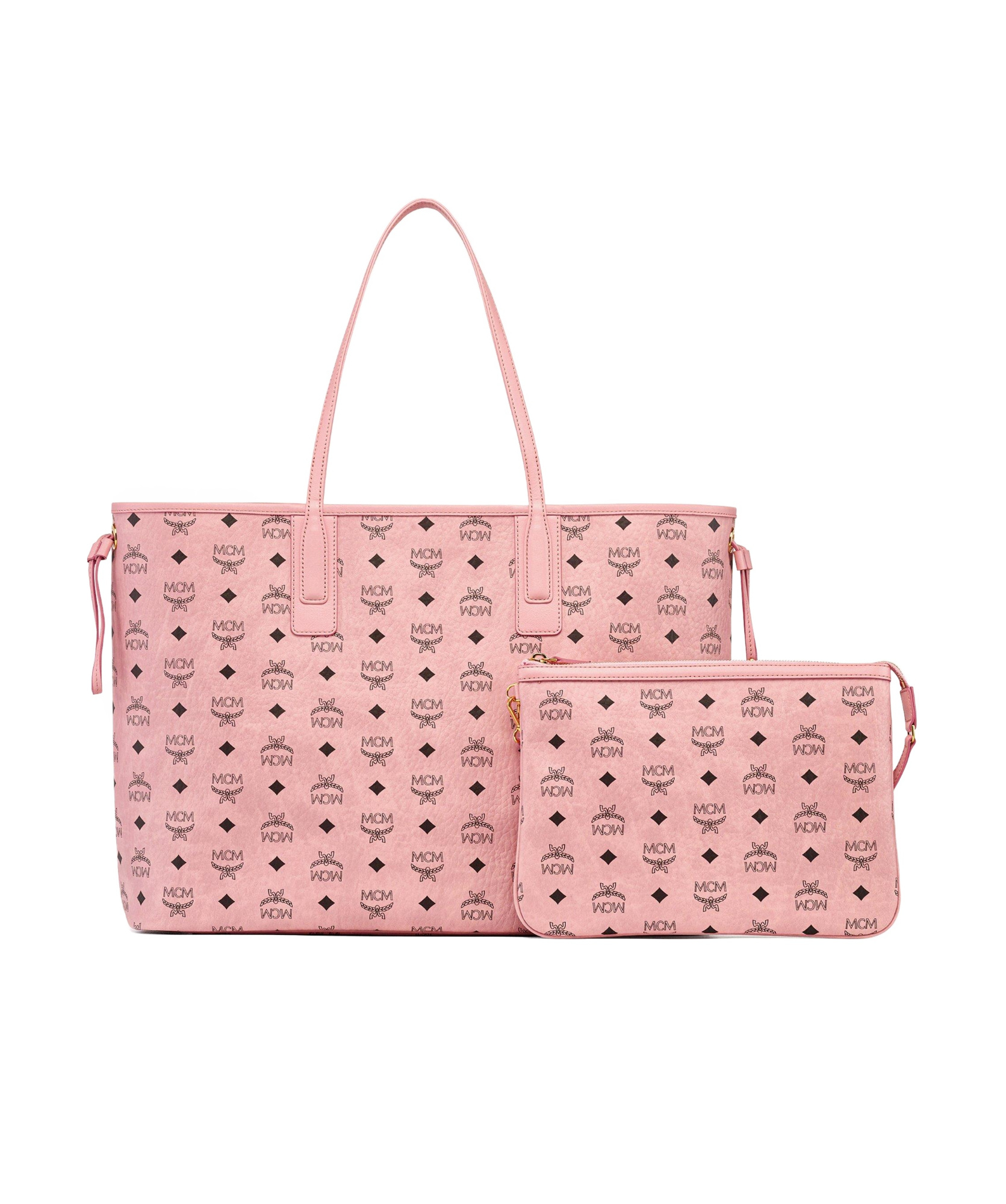 Mcm Monogram Printed Top Handle Bag In Pink
