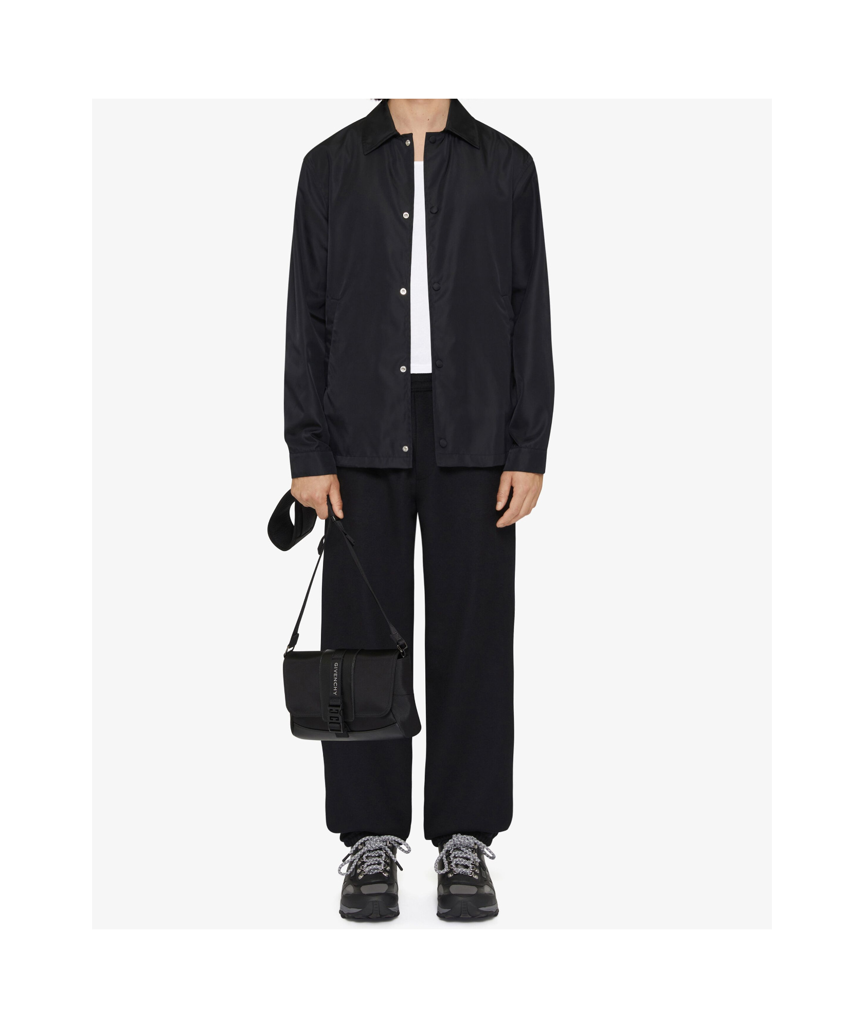 Givenchy Sustainable Black Overshirt With Embroidered Logo In Black