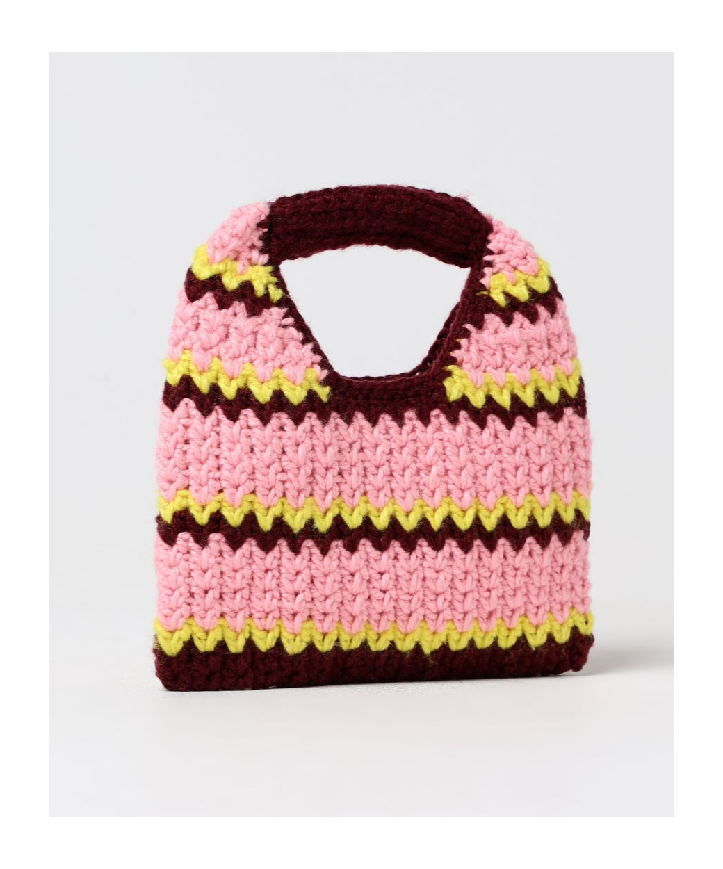 Marni Striped Crochet Bag In Pink