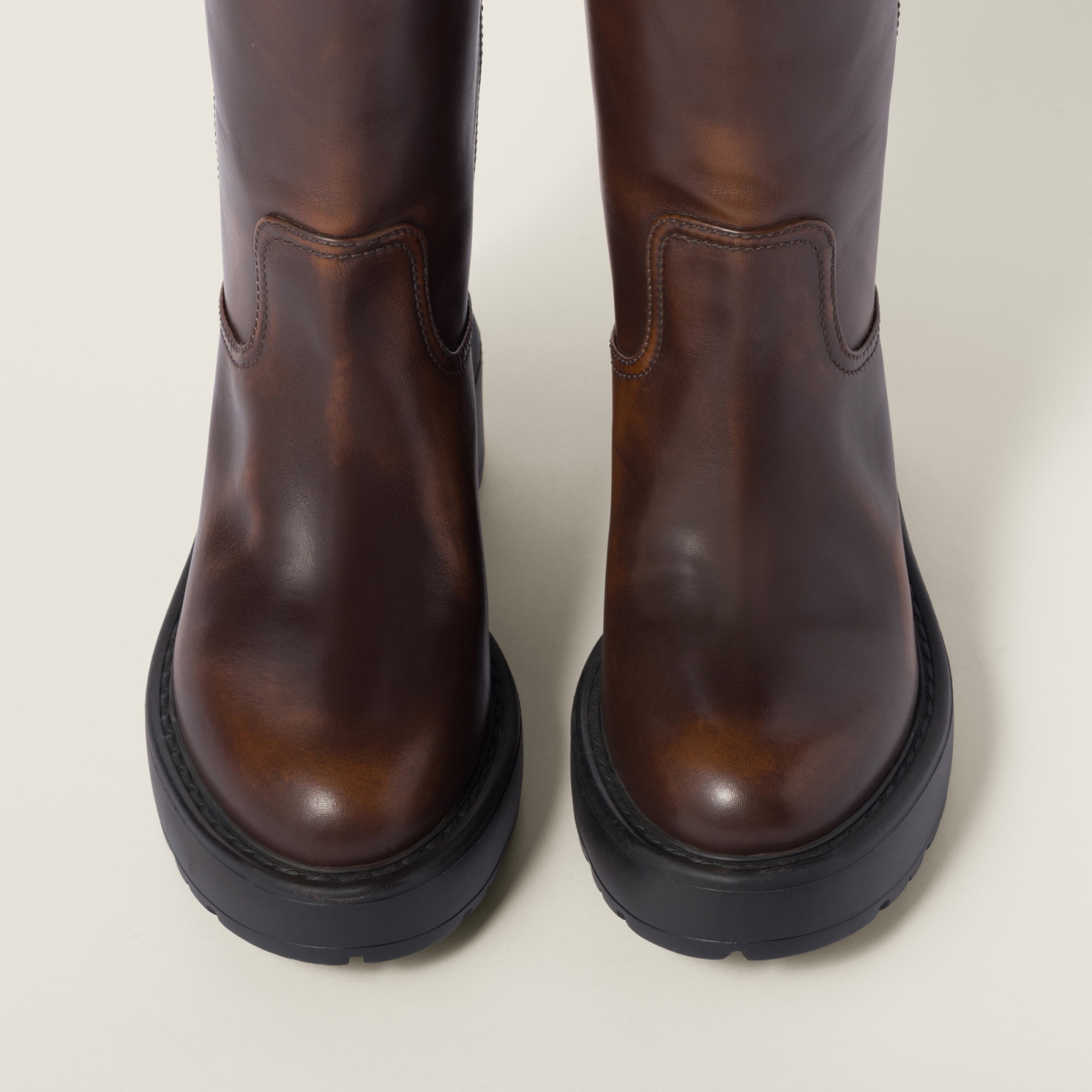 Miu Miu Logo Short Boots In Black