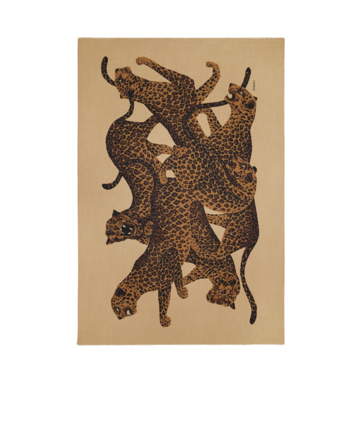 Saint Laurent Leopard Stole In Wool Twill