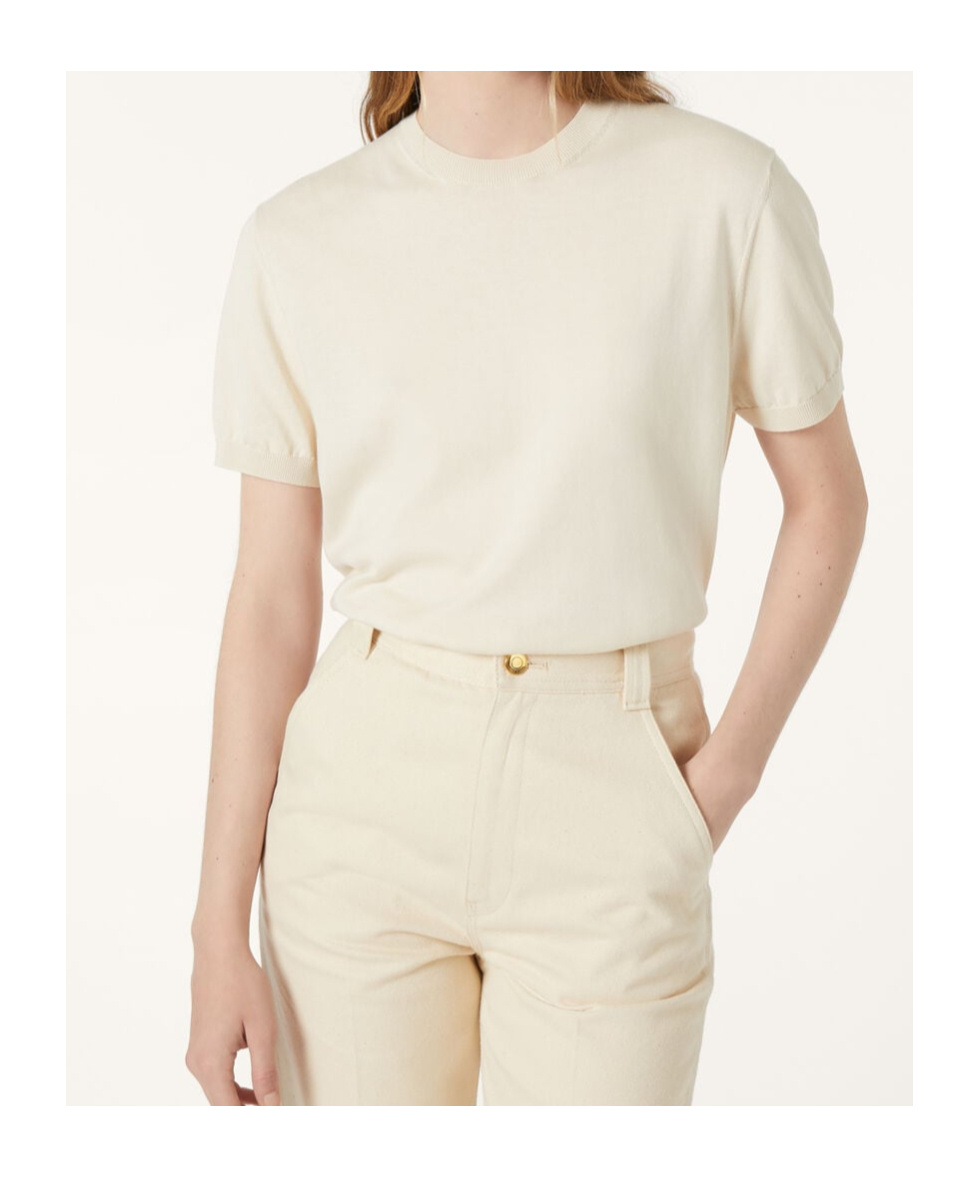 Loro Piana Ice Wish Short-sleeved Sweater In Cold Beige