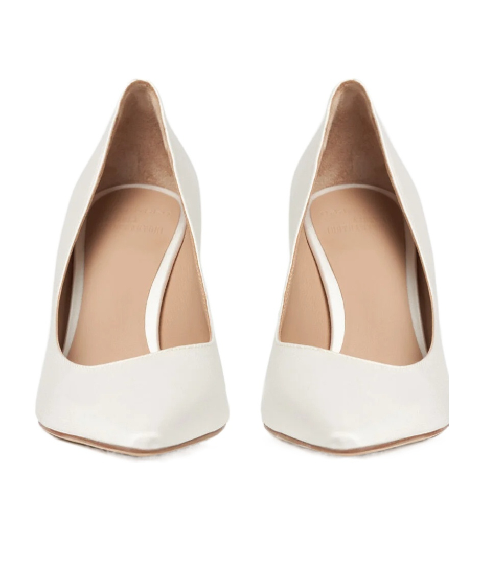 Scarosso Greta Satin Pointed-toe Pumps In White