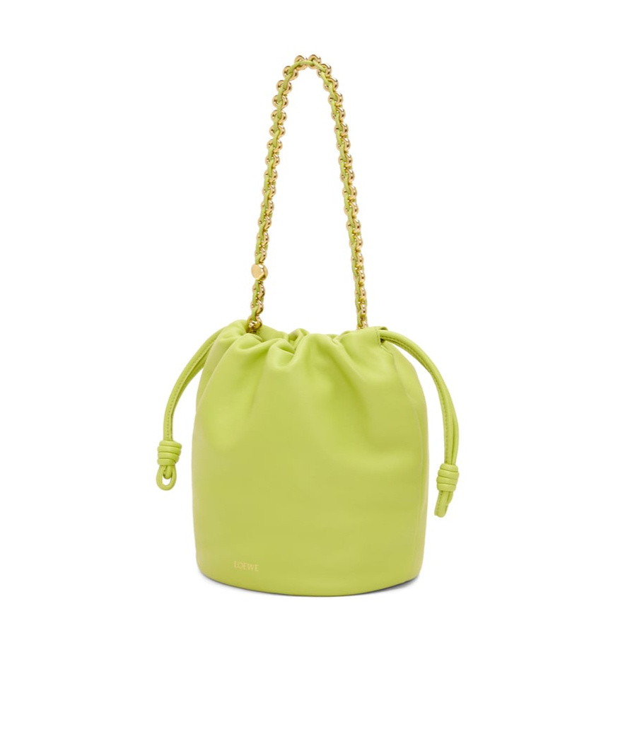 Loewe Flamenco Purse Bucket Bag In Mellow Nappa Lambskin In Green