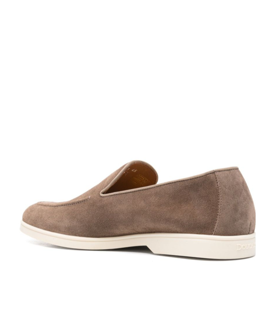 Doucal's Moc-stitching Suede Loafers In Brown