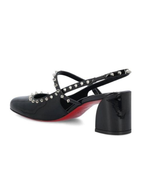 Christian Louboutin Janispikes 55 Mary-jane Slingback Pumps In Black