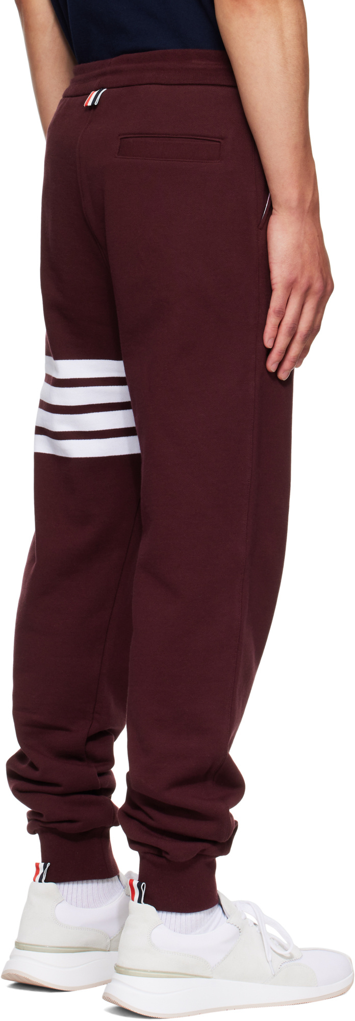 Thom Browne Four-stripes Cotton Track Pants In Burgundy