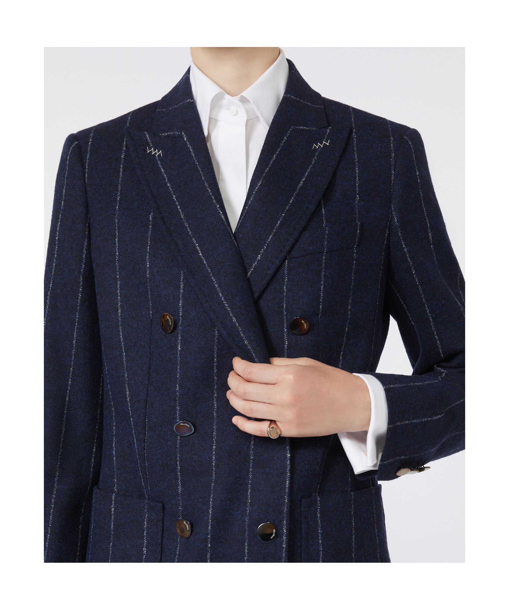 Max Mara Long-sleeved Suit Jacket In Blue