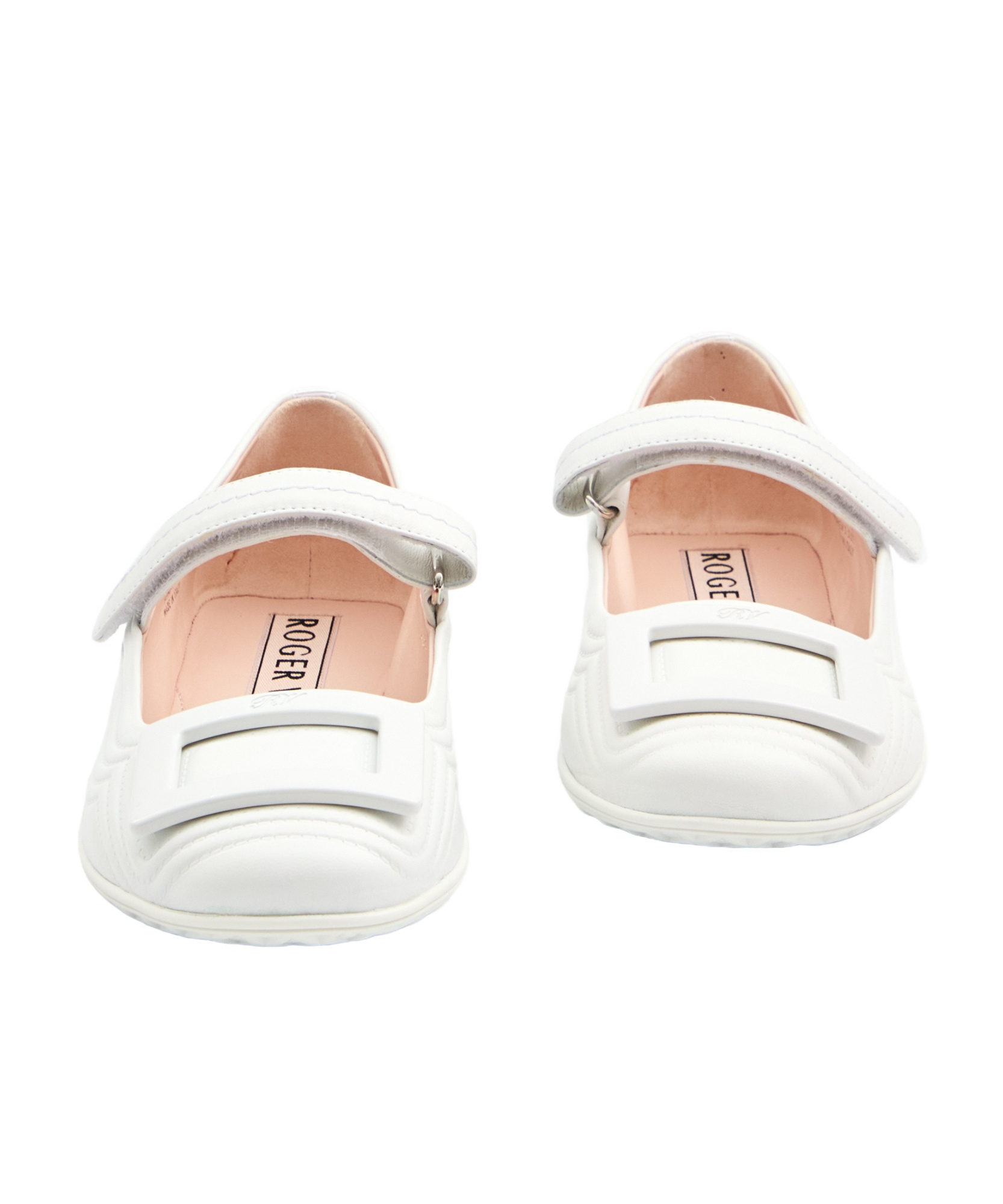 Roger Vivier Low Mary Janes Ballerina In Nappa Leather In White