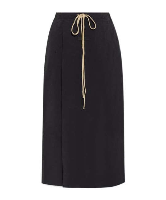 Essentials Wrap-around Midi Skirt In Black