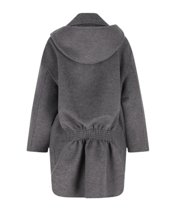 Fendi Long Sleeved Hooded Coat In Gray