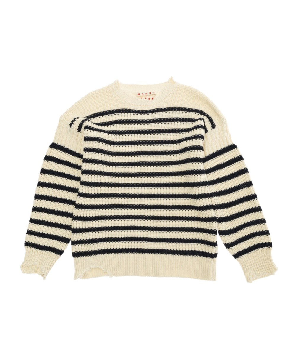 Marni Striped Sweater In Nude