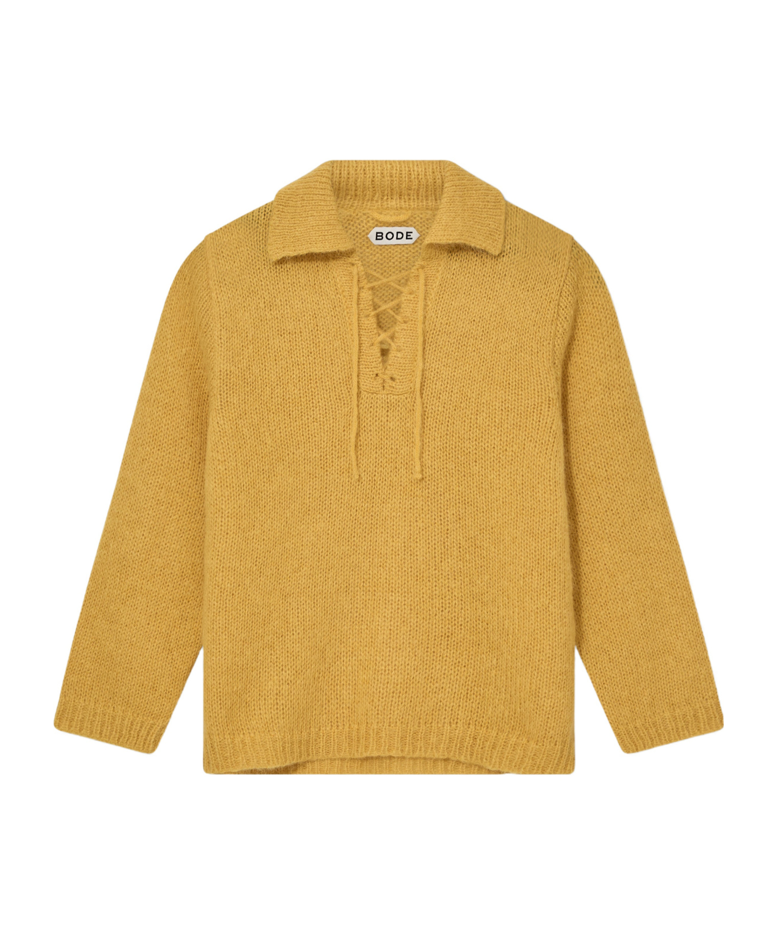 Bode Lapel Long-sleeved Sweater In Yellow