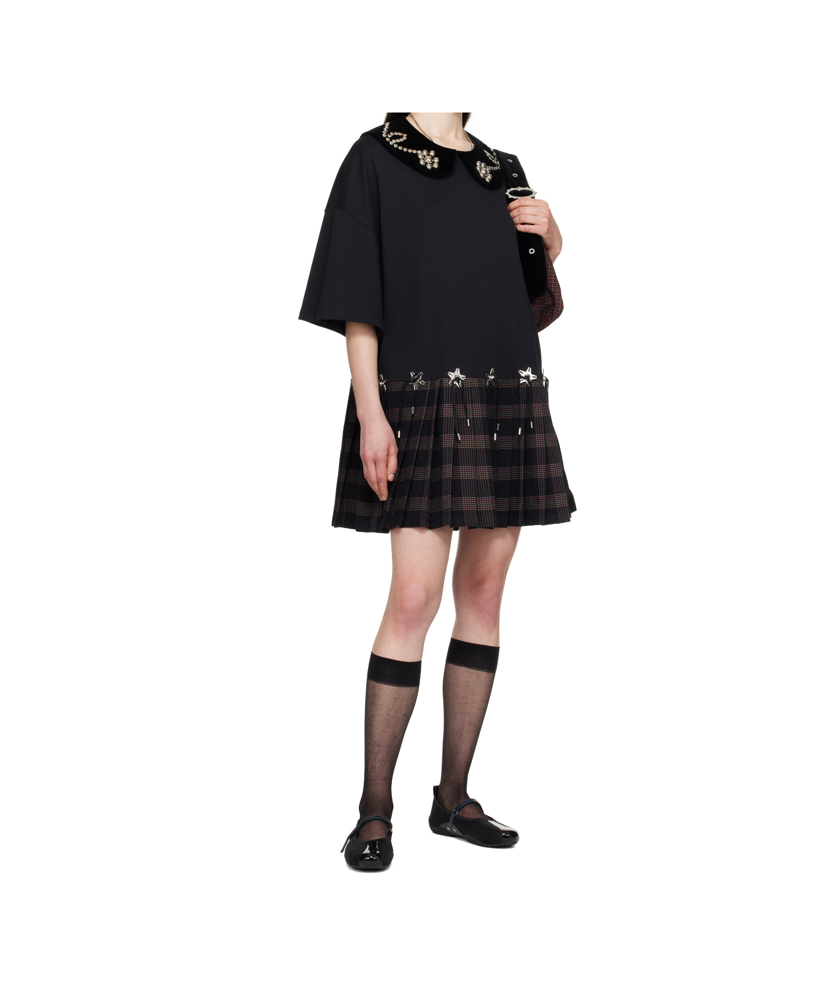 Chopova Lowena Black Saltos Kilt Minidress In Black