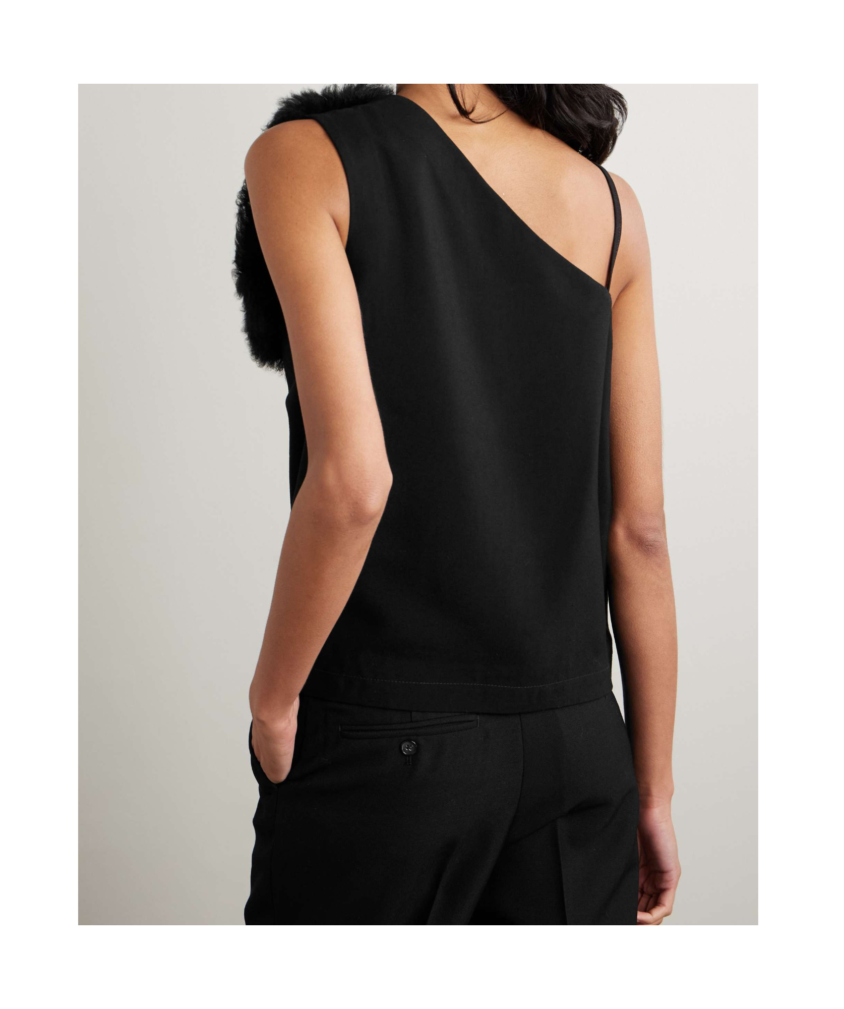 Totême One-shoulder-top Mit Shearling In Black