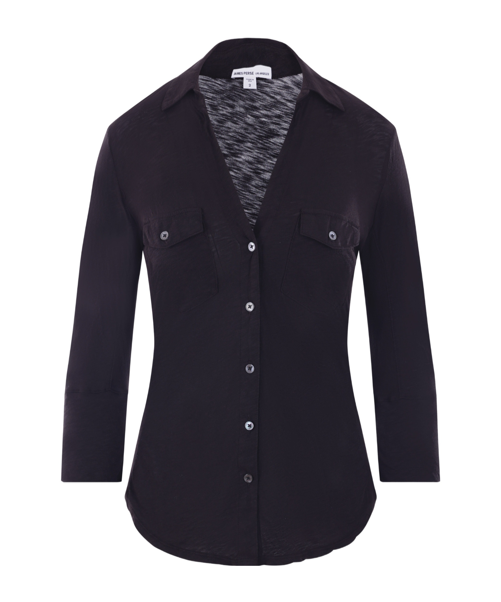 James Perse Sheer Slub Buttoned Shirt In Black