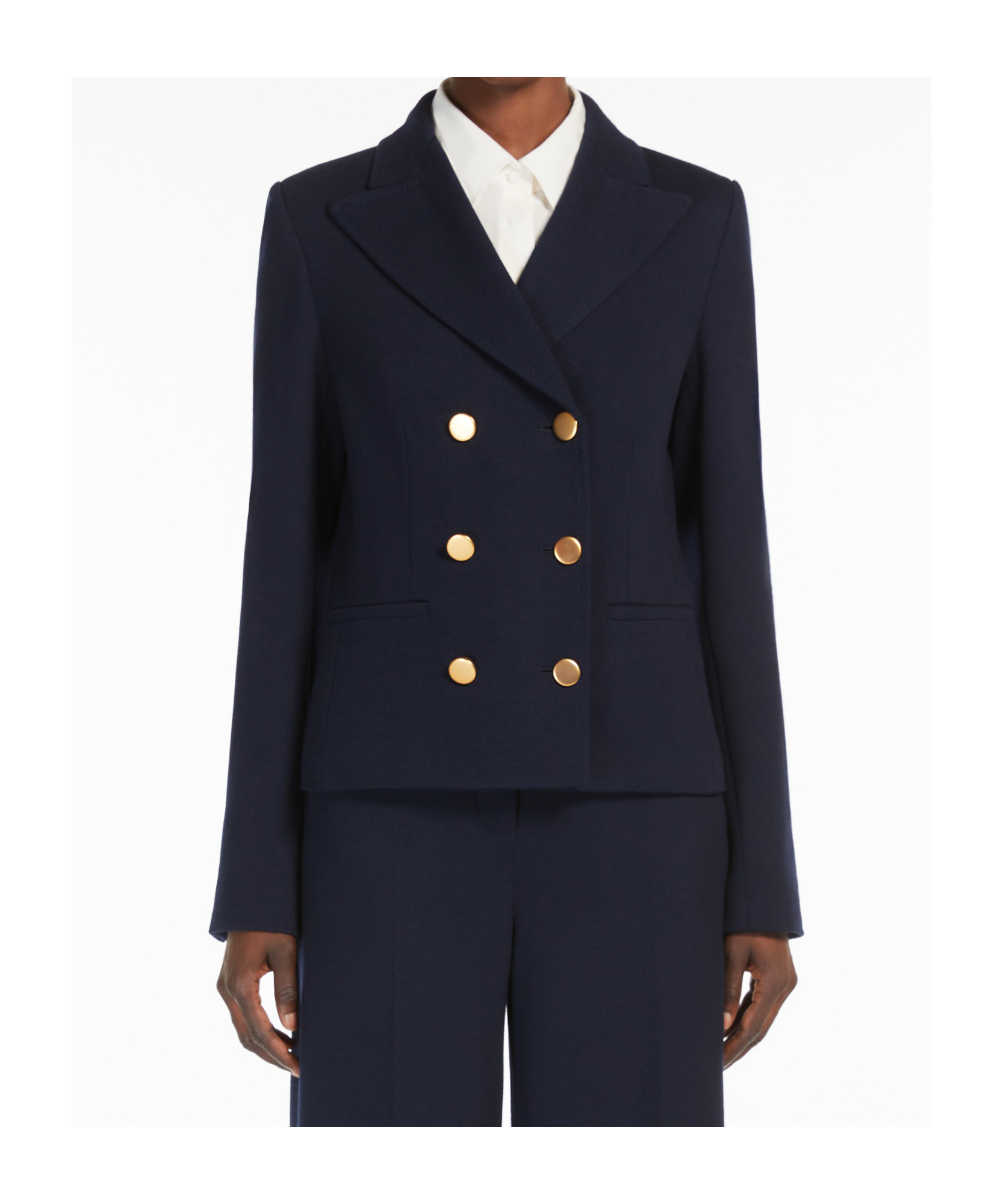 Max Mara Lapel Long-sleeved Suit Coat In Black