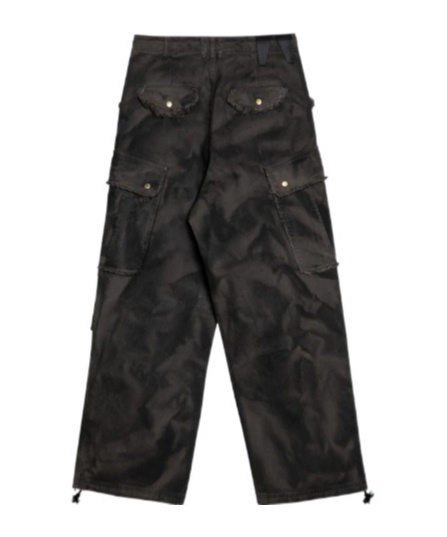 Darkpark Washed Cargo Jeans Drawstring Hem In Black