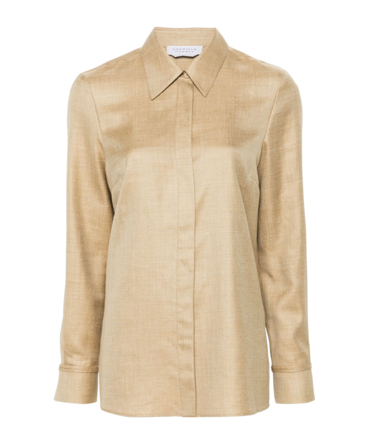 Gabriela Hearst Cruz Wool And Linen Button-front Shirt In Gold