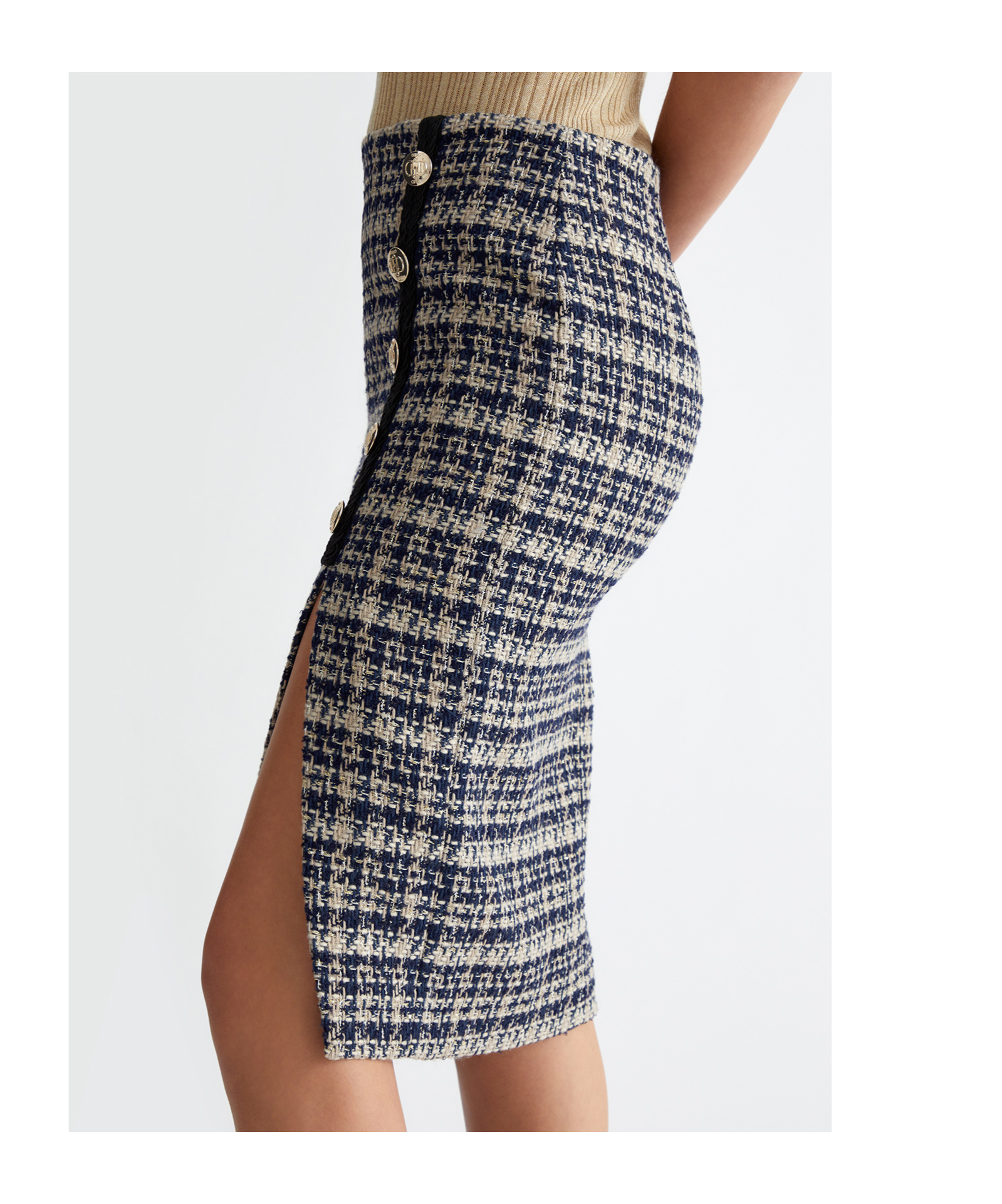 Liu •jo Plaid Loop Skirt In Black