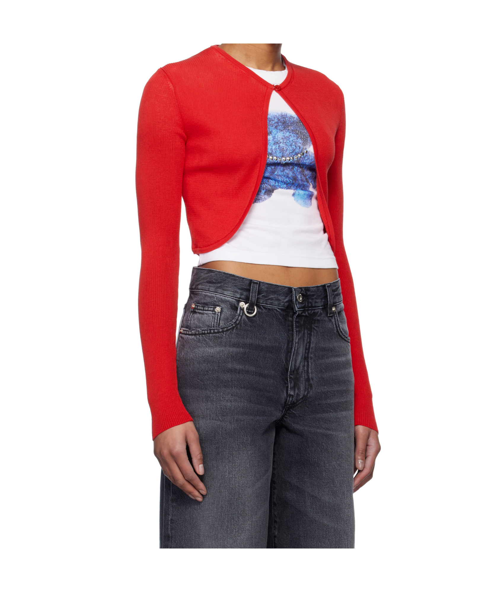 We11 Done Crew Neck Long Sleeve Sweater In Red