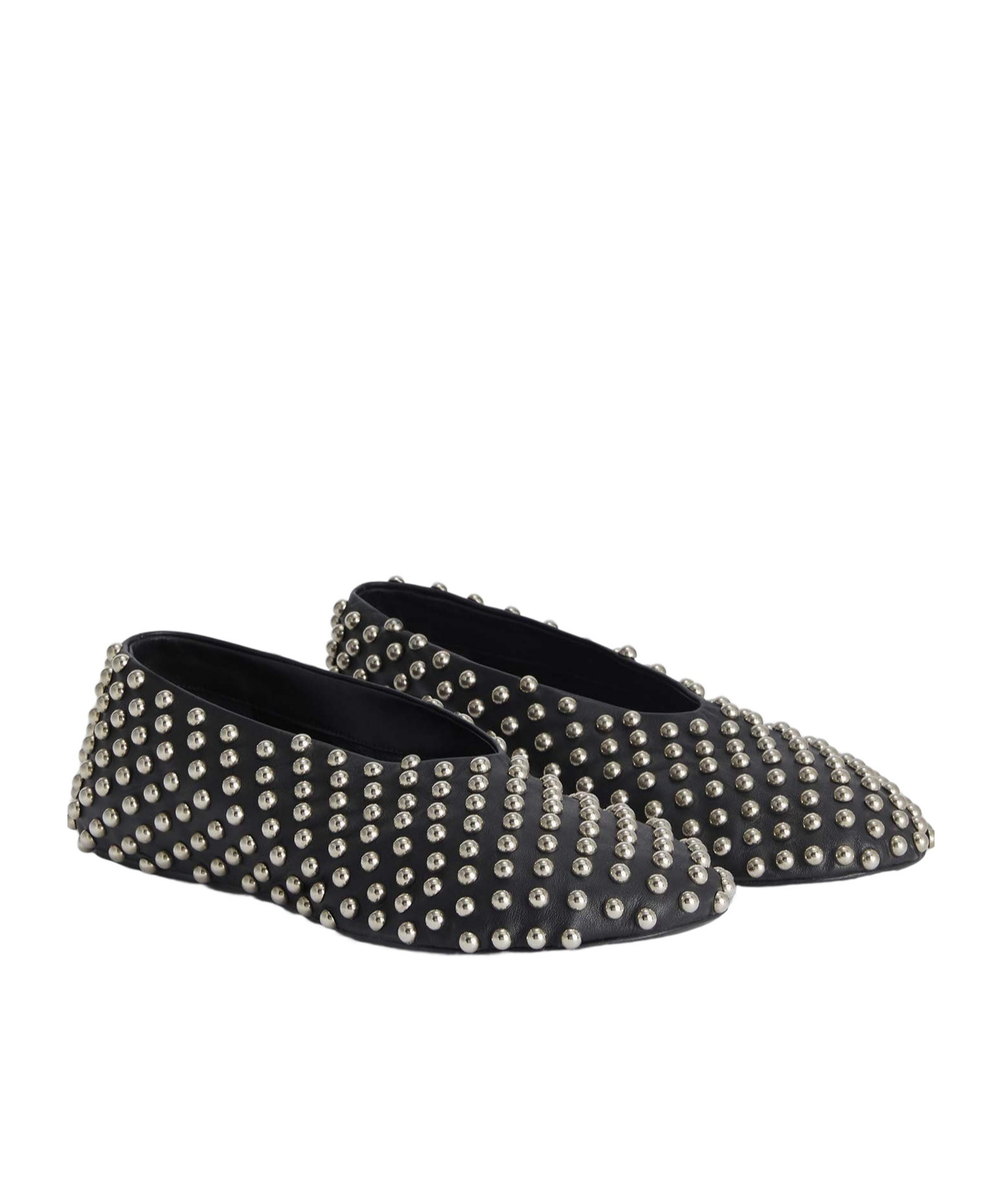 Jil Sander Black Ballet Flats With All-over Stud In Black