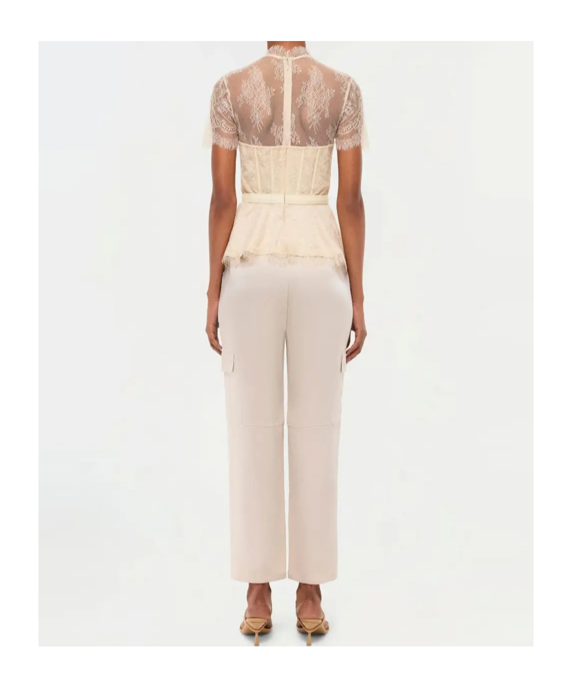 Simkhai Lace Short-sleeved Blouse In Brown