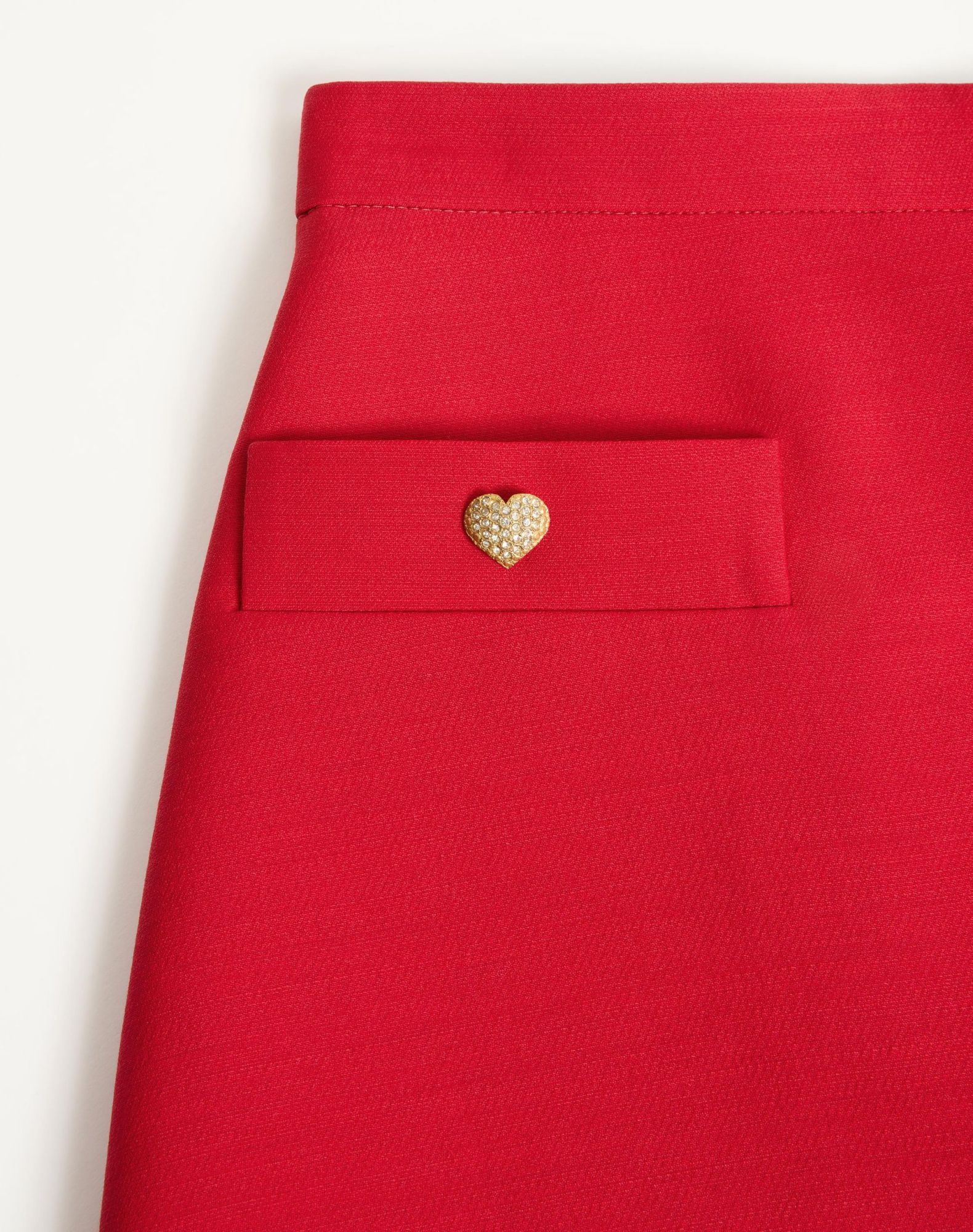 Valentino Crepe Couture Skirt With Heart Jewel Buttons