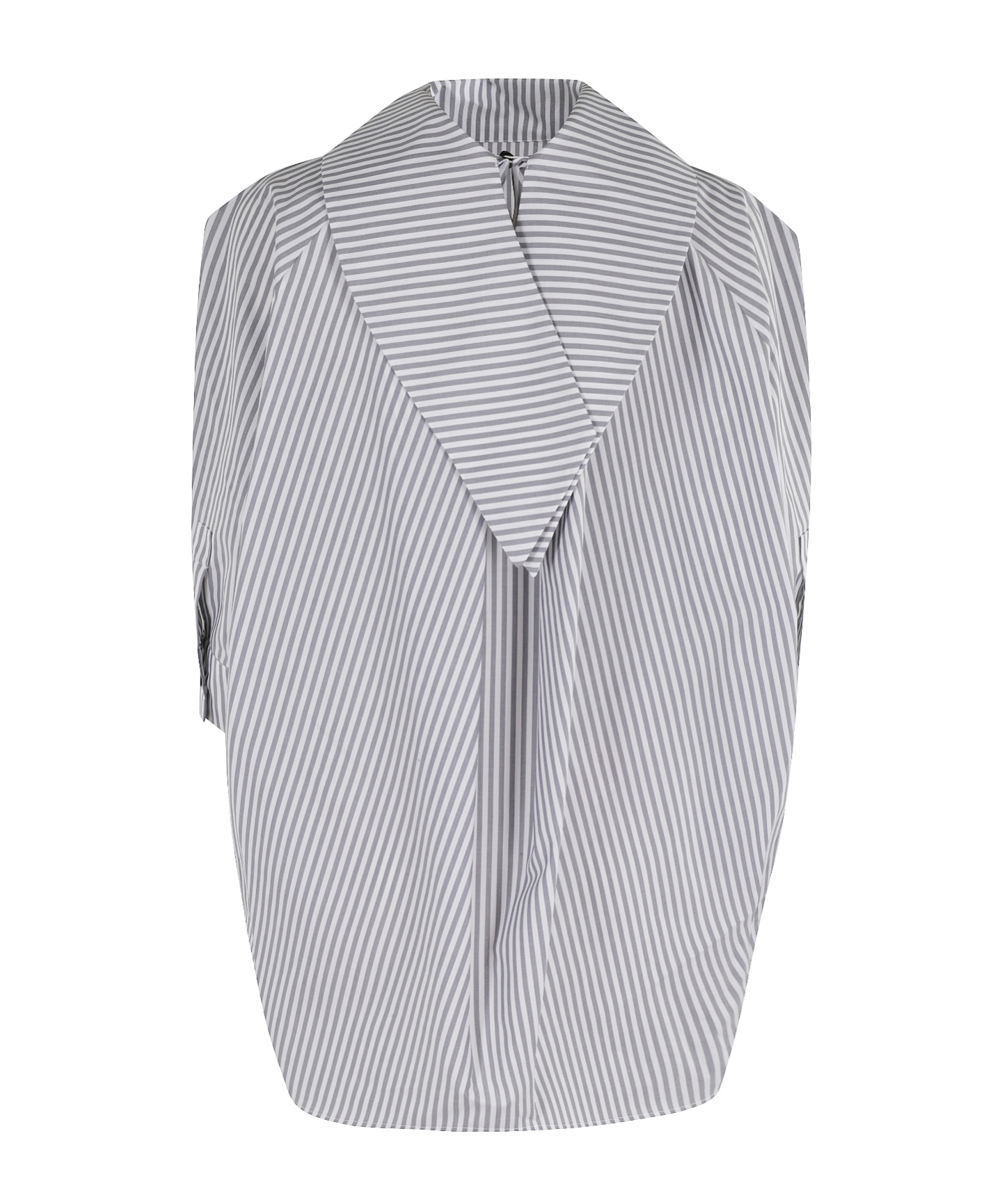 Marni Striped Top With Embroidered Detail And Wide Collar In Blue