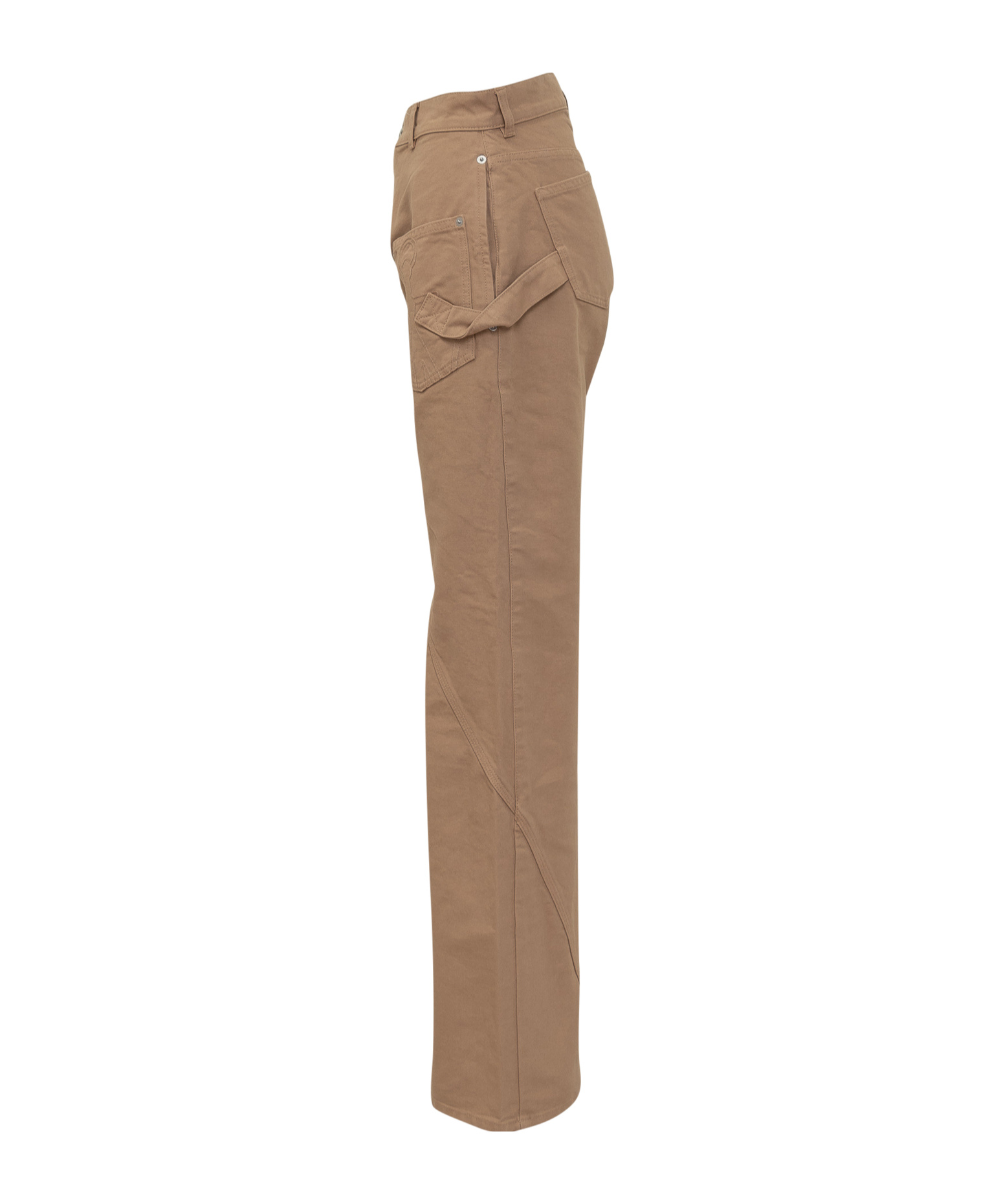 Jw Anderson Twisted Asymmetric Embroidered Cotton-canvas Pants In Brown
