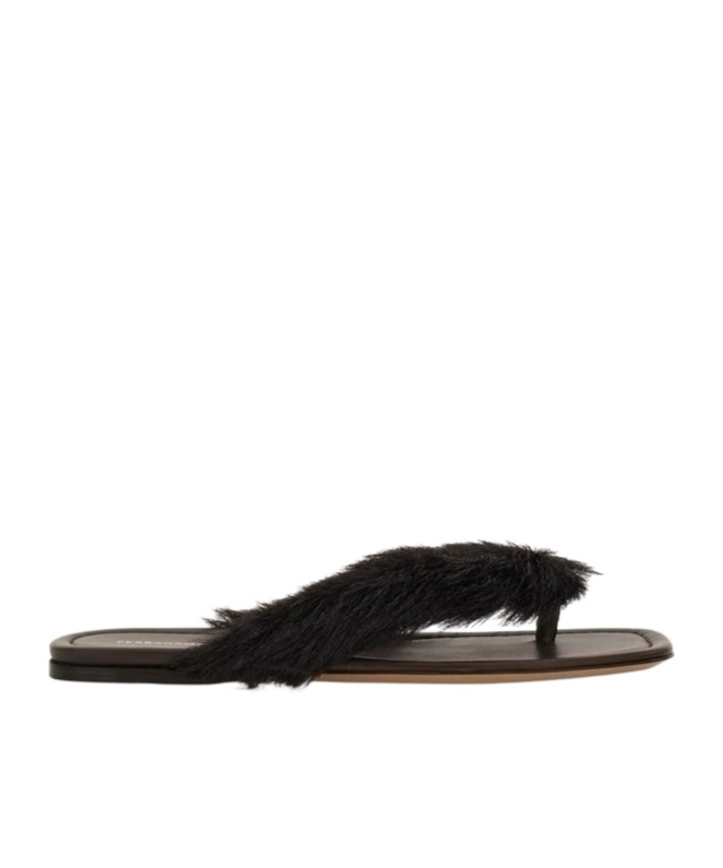 Ferragamo Loly Genuine Shearling Flip Flop In Brown