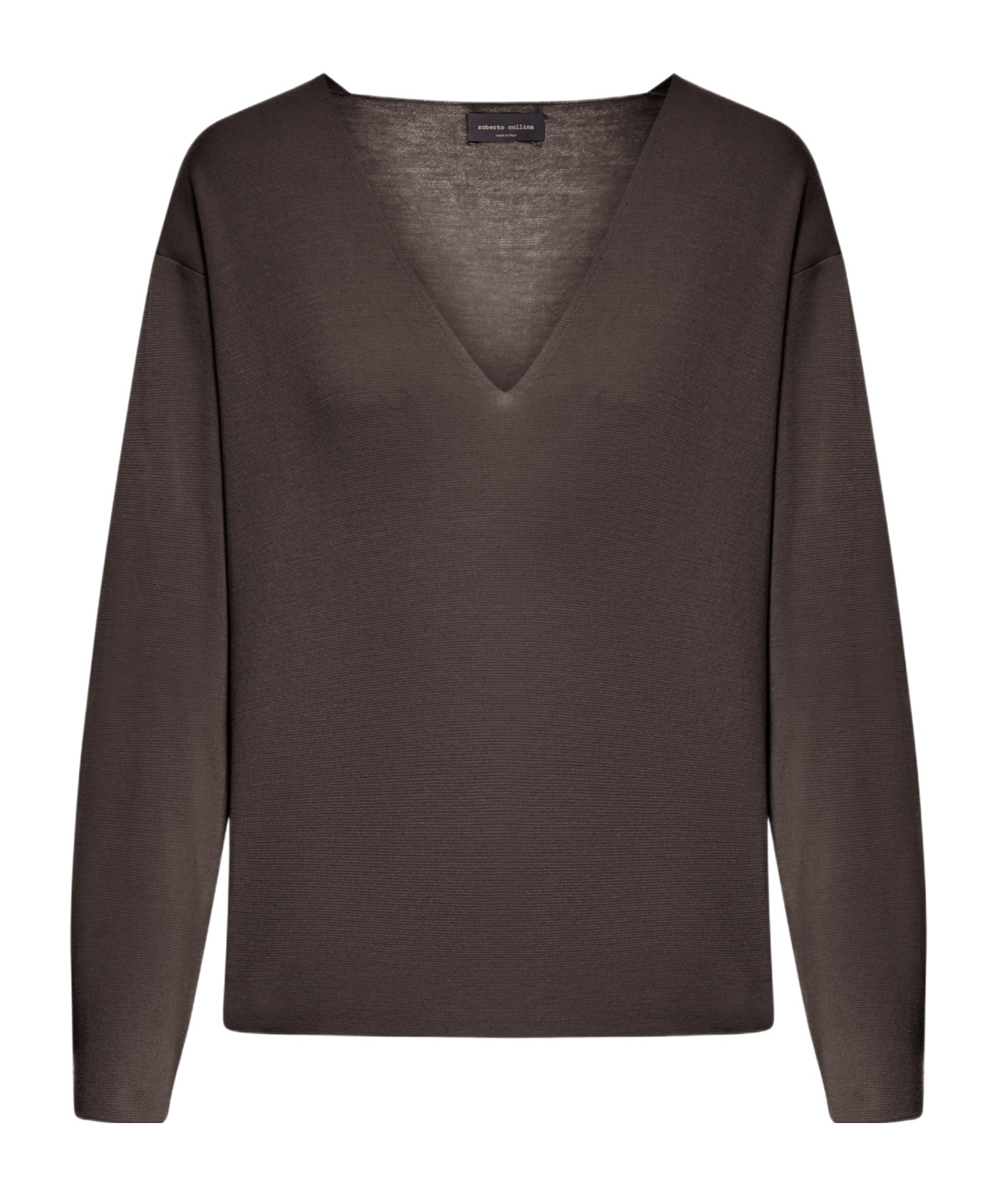 Roberto Collina Asymmetric V-neck Sweater In Black