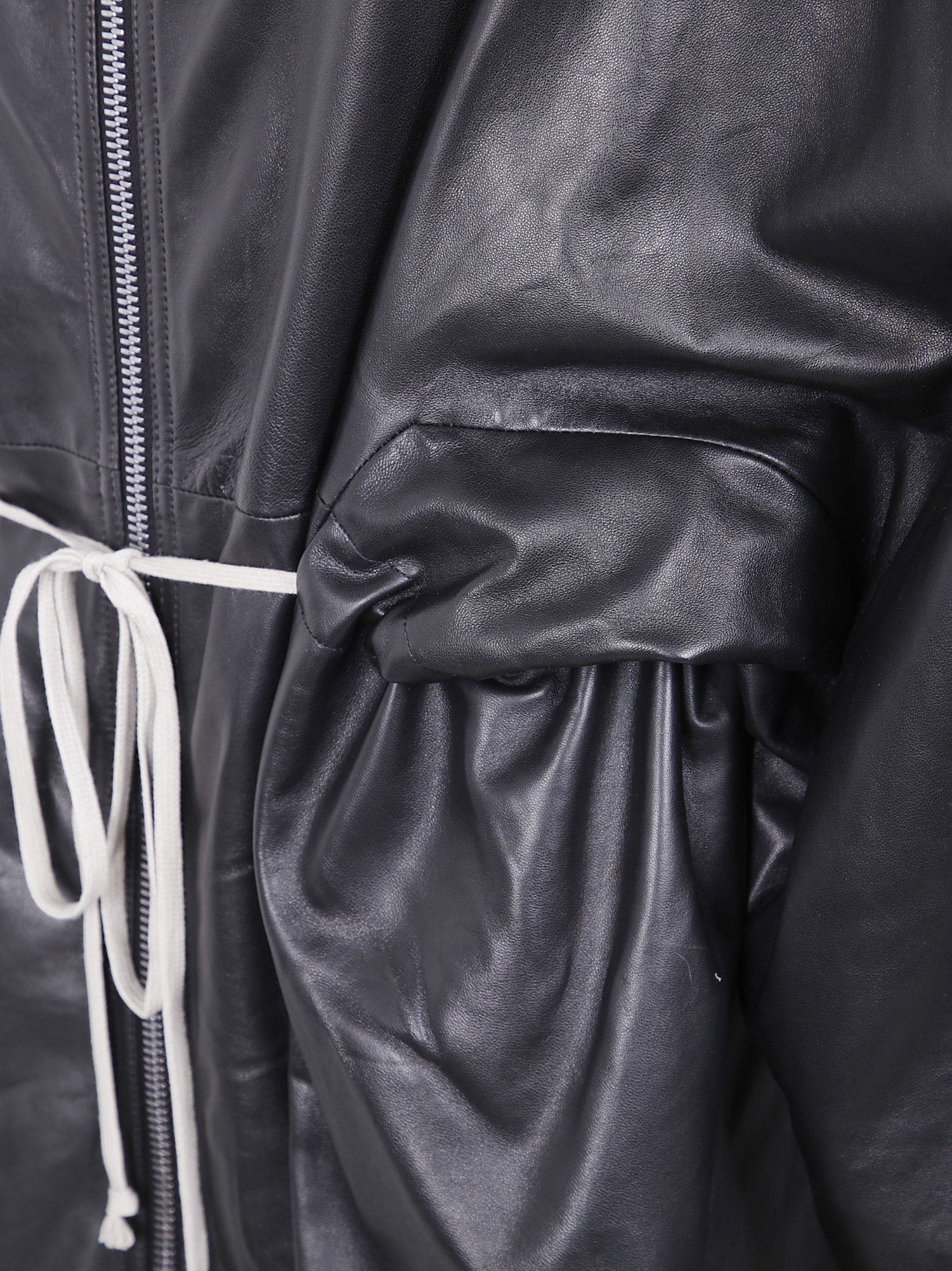 Rick Owens Zipfront Hooded Leather Jacket In Black