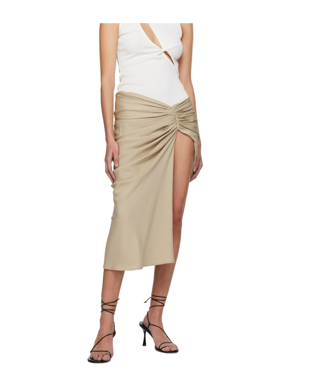 Christopher Esber Beige Euripides Midi Skirt In Neutral
