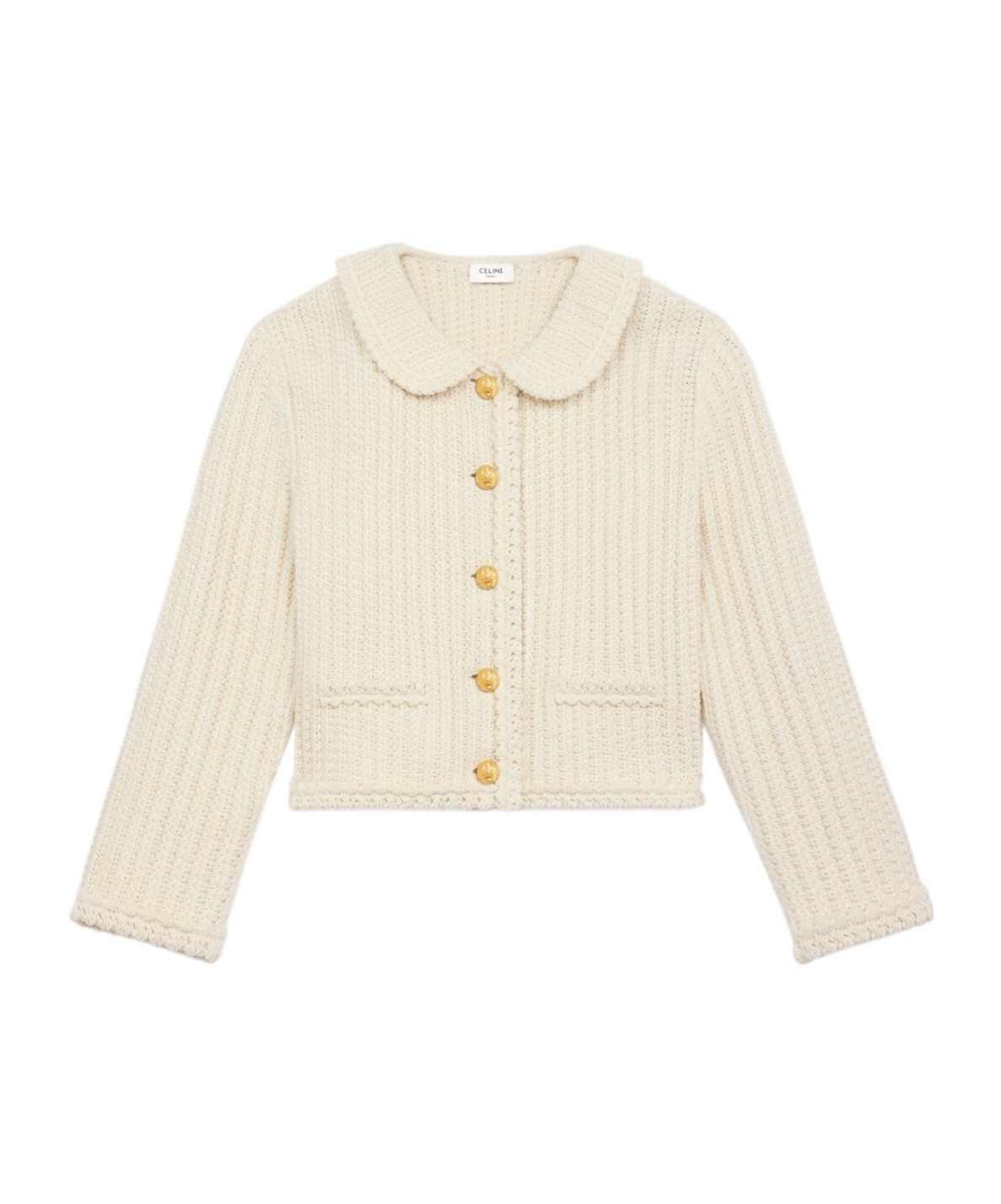 Celine Cardigan Jacket In Cotton In Off White