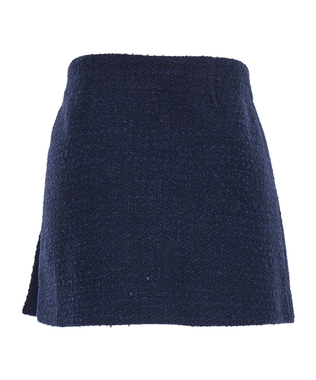 Pinko Tweed Miniskirt Gold-tone Buttons In Blue