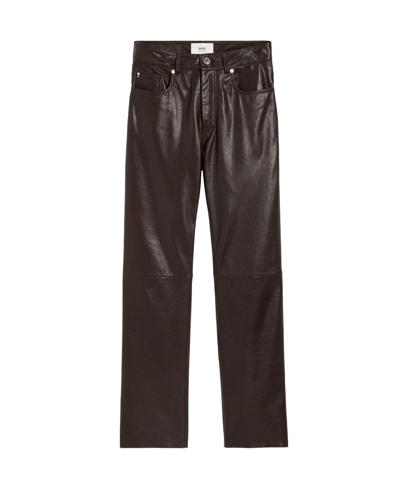AMI ALEXANDRE MATTIUSSI AMI LEATHER STRAIGHT FIT TROUSERS