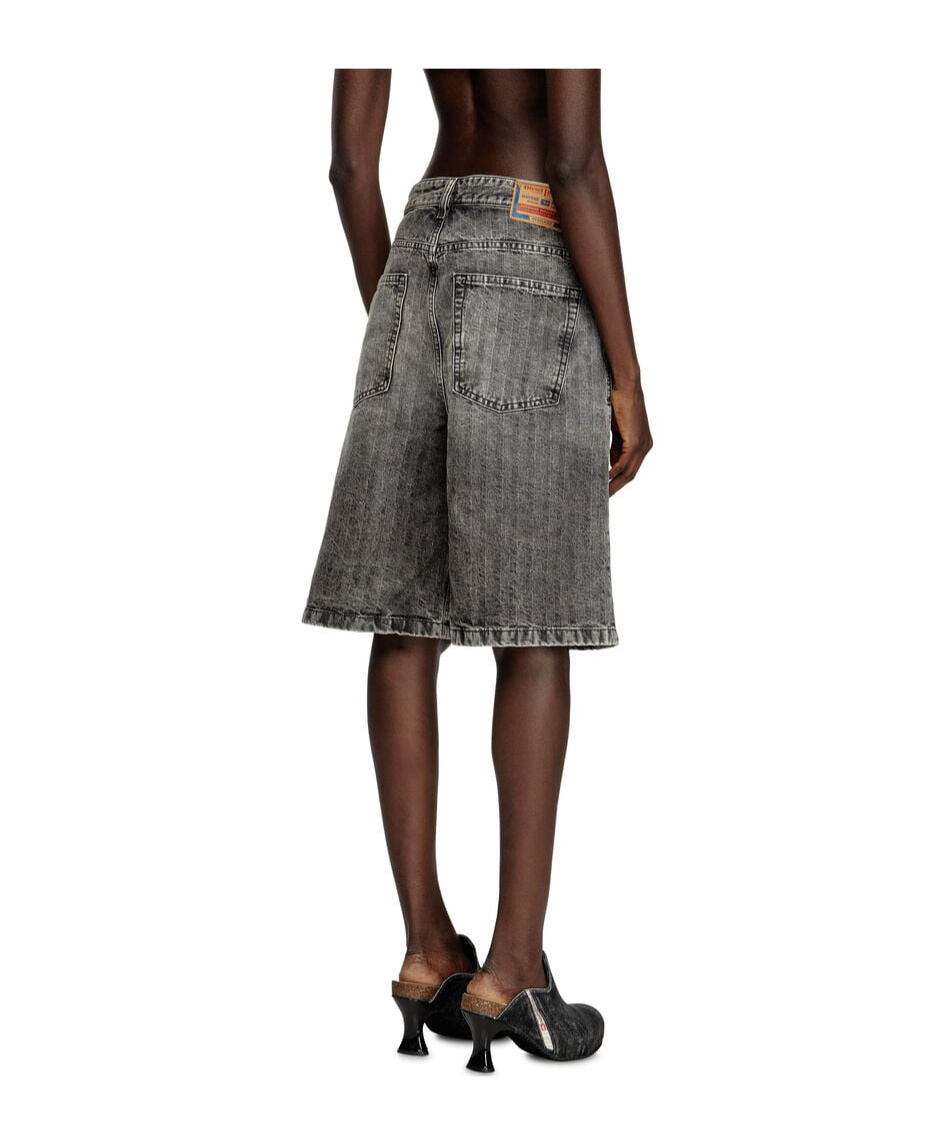 Diesel De-sire-short Herringbone Denim Shorts In Black