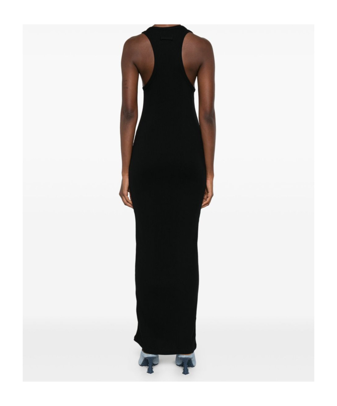 Jean Paul Gaultier Piercing Cotton Jersey Maxi Dress In Black